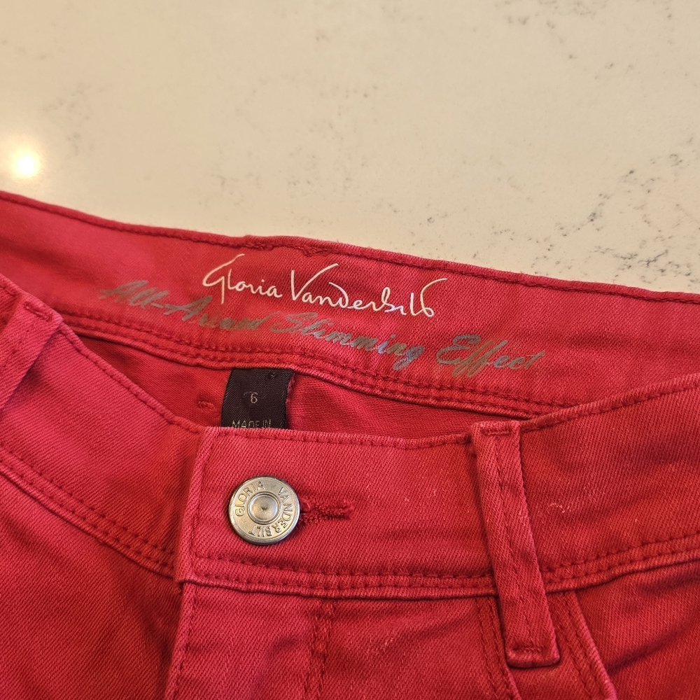 Gloria Vanderbilt Red Skimmer crop Stretch Capris Ankle Pants Womens 6 - Picture 12 of 14